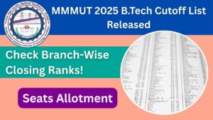 MMMUT 2025 B.Tech Cutoff List Released
