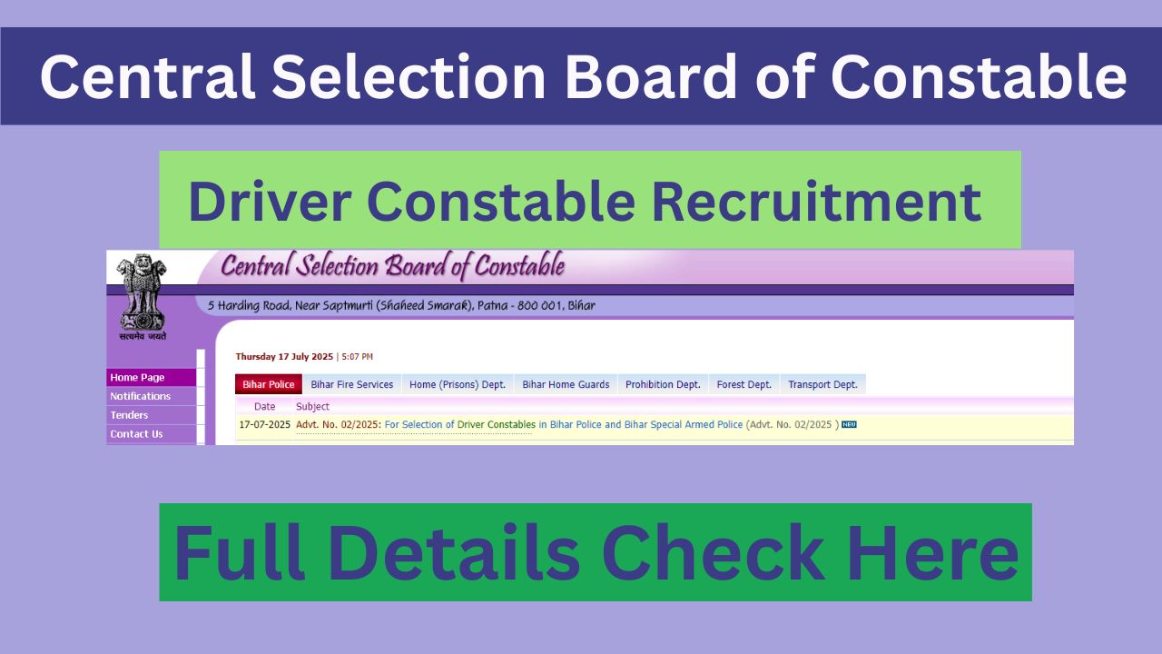 CSBC Driver Constable Recruitment 2025 – 4361 Posts
