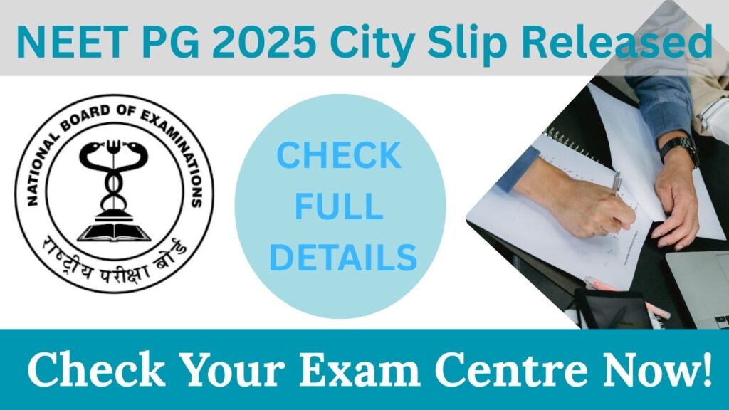 NEET PG 2025 City Slip Released