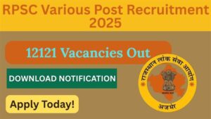RPSC Various Post Recruitment