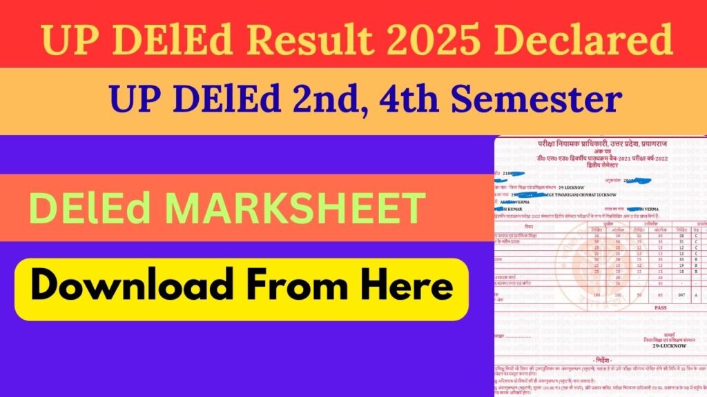 UP DElEd Result 2025 Out: 2nd, 4th Sem @updeled.gov.in