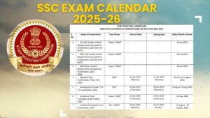 SSC Exam Calendar 2025-26